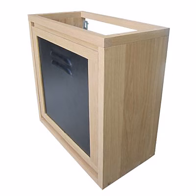 Meuble lave mains suspendu l.44 x H.44 x P.23 cm – chêne massif et métal noir, Cooke & Lewis Indus