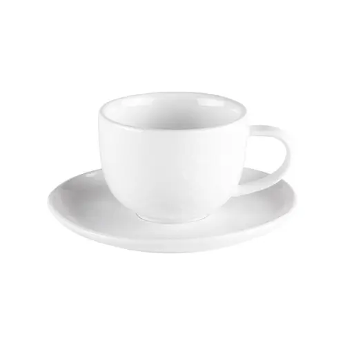 Tasse à café avec sous-tasse en porcelaine blanche Ecume - 9 cl