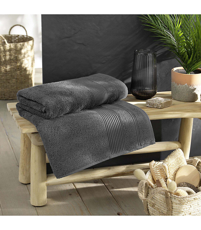Drap de Bain 90 × 150 cm – Collection Tendresse, Éponge 500 g, m², 90 × 150cm, Gris anthracite