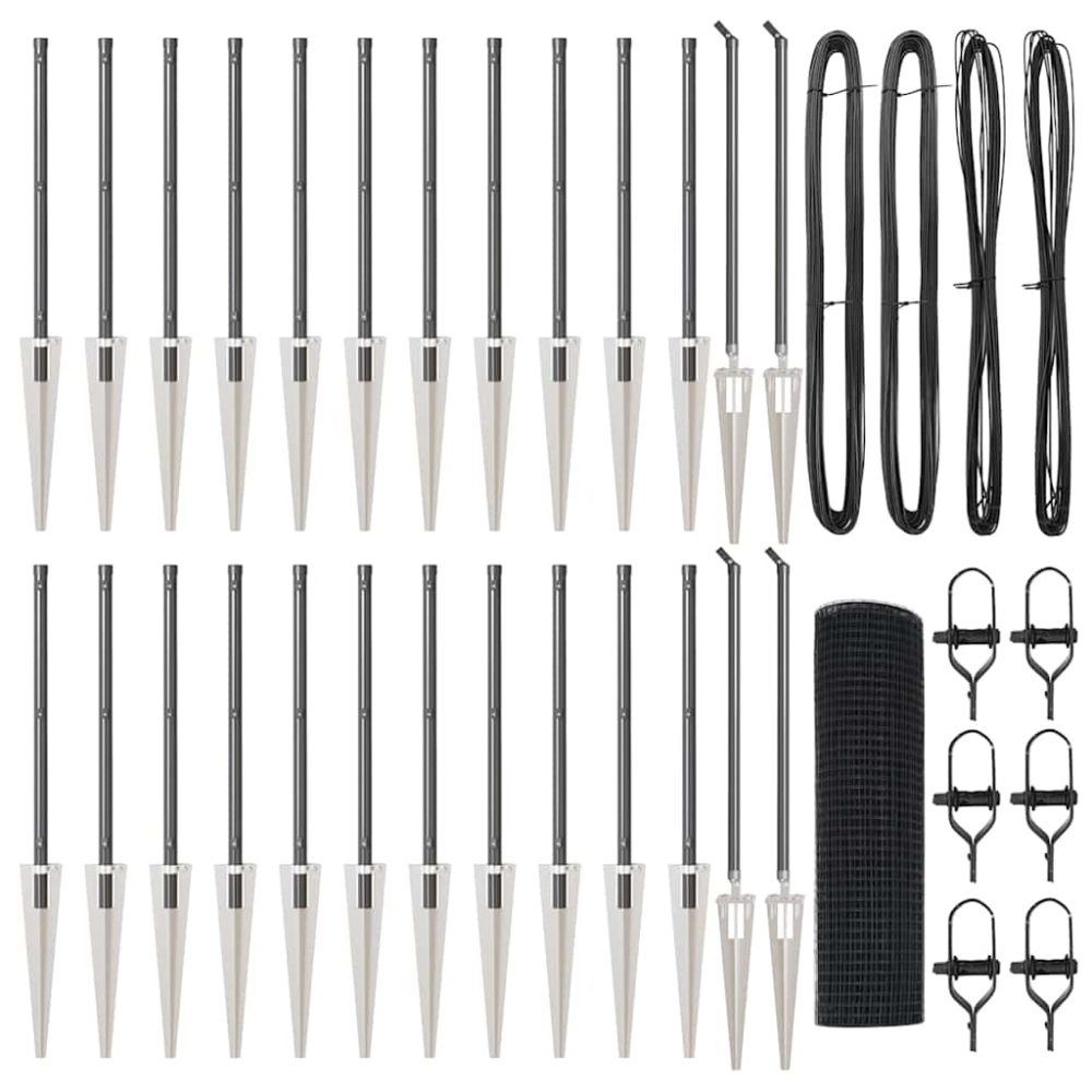 vidaXL Clôture en fil soudé avec pointes 50 x 1 m Gris Maille – Aménagement du jardin