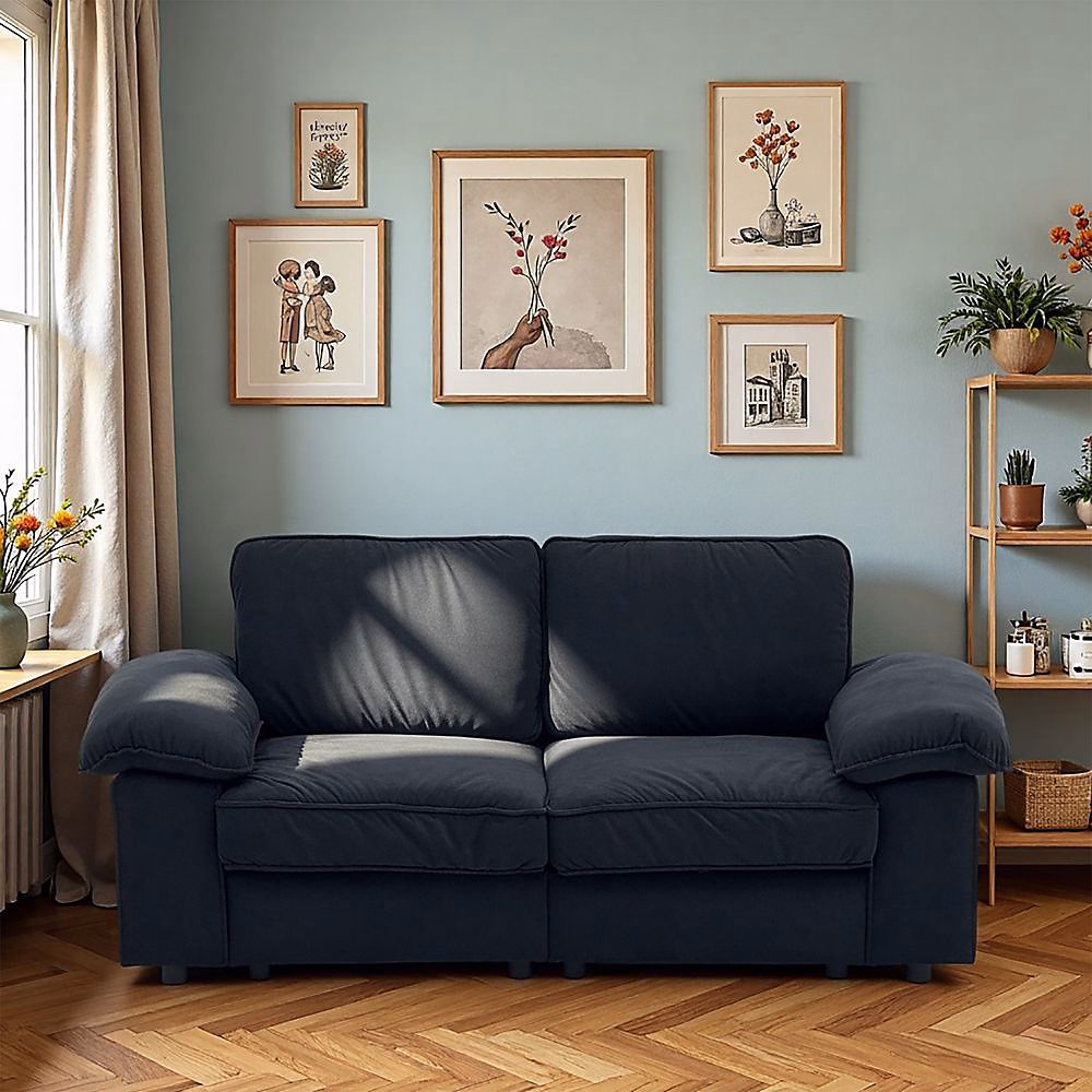 Canapé 2 places avec rangement – noir,confort nuageux,design épuré,tissu doux