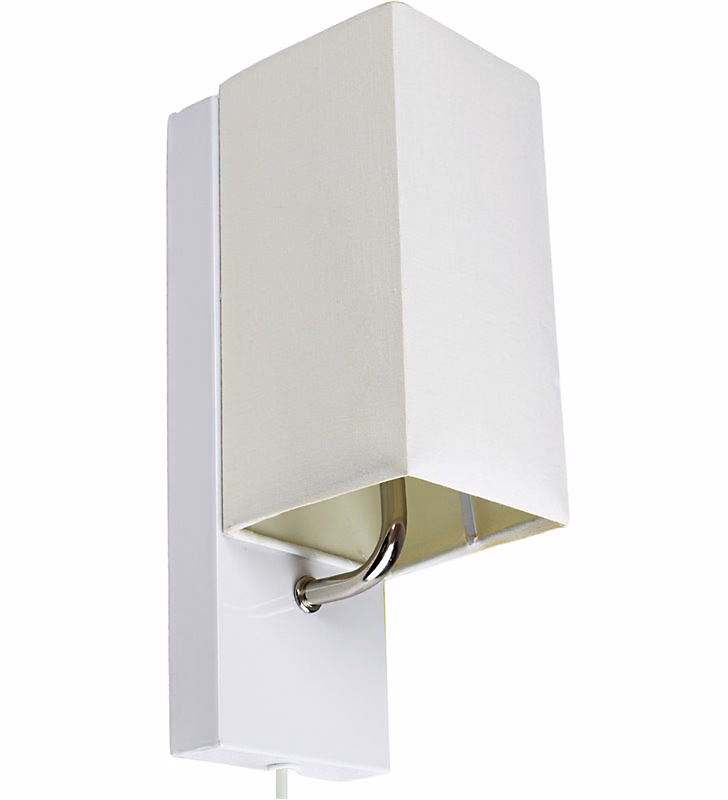 Luminaire et éclairage intérieur – Applique murale abat jour tissu blanc socle metal Lampe 1 spot lumière LED