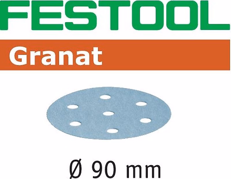 Abrasifs FESTOOL Granat STF D90/6 P320 GR – 100 disques 90 mm, réf. 497372