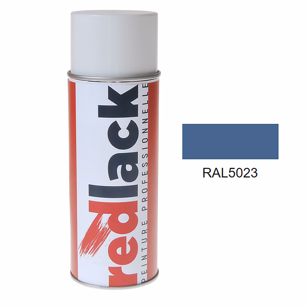 Bombe de peinture Aérosol – spray, 400ml, RAL 5023 Bleu distant, Satiné, multisupport, Redlack, RAL5023