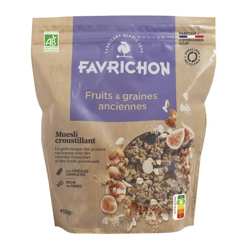 Muesli croustillant fruits et graines anciennes bio Favrichon - 450 g
