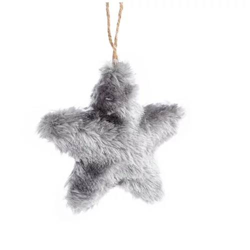 Étoile de Noël grise à fausse fourrure en polyester et polystyrène - 12,7 x 5 x 12 cm