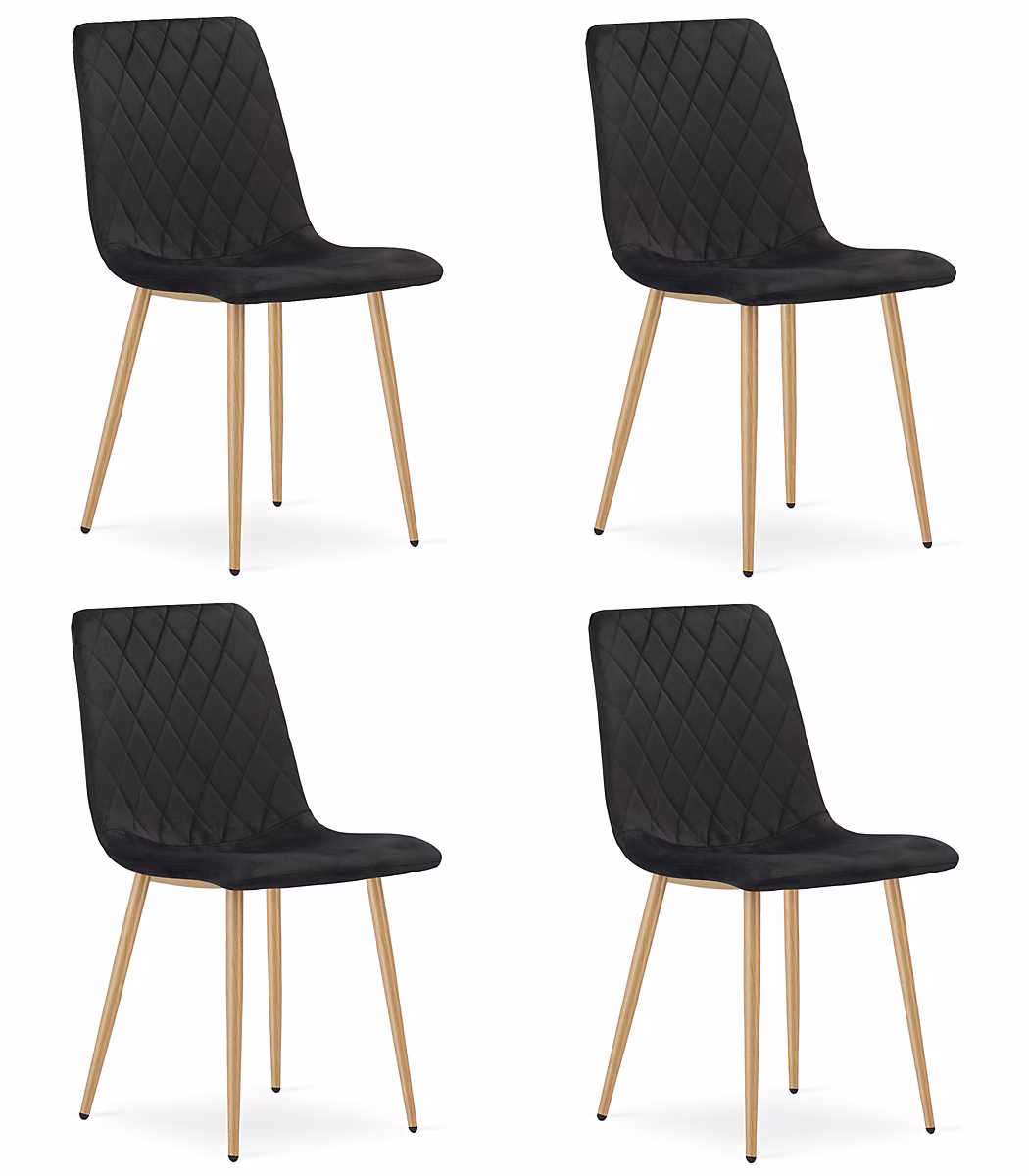 Chaise VALORA TURIN – Chaise de salle à manger élégante en velours noir x 4