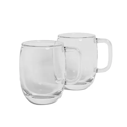 Duo de tasses coloris transparente en verre double paroi Horae - 350 ml