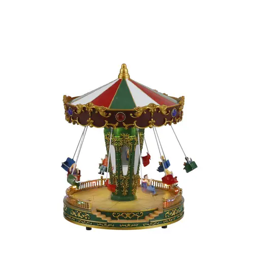 Manège multicolore à sièges lumineux éclairage blanc chaud sur piles - Ø 21 x H 17 cm