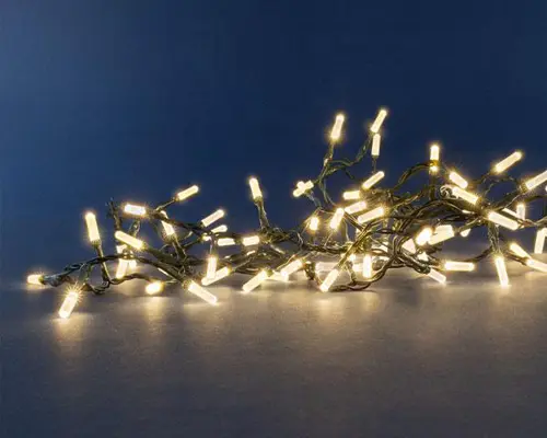 Guirlande lumineuse à 200 LED blanc chaud sur câble vert Flicker Light® diamant - 8 m