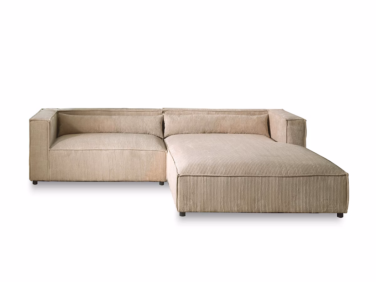 Ela – canapé d'angle droit 4 places, en velours côtelé, style contemporain, Lisa Design