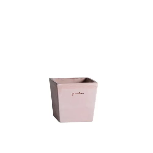 Pot carré contemporain en terre claire 19x19x19 cm