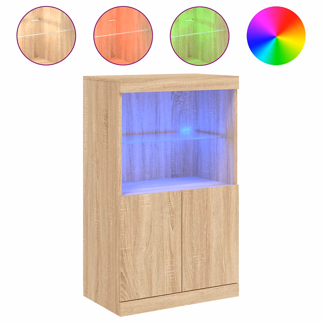 Buffet avec lumières LED chêne sonoma 60 – 5 × 37 × 100 cm vidaXL