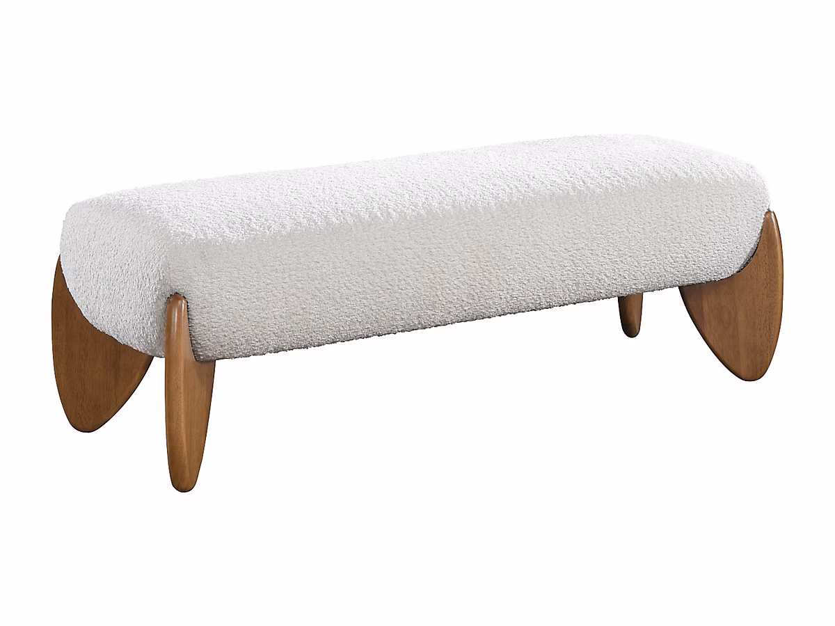 Banc en tissu bouclette | Blanc et naturel – GAMURA