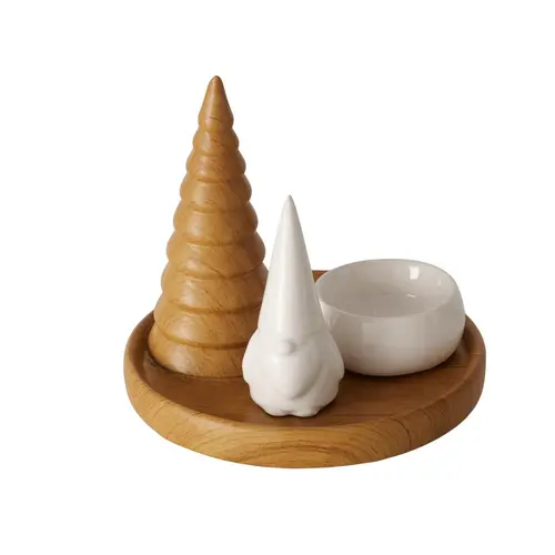 Bougeoir rond en céramique blanche Amira - Ø 13 x H 12 cm