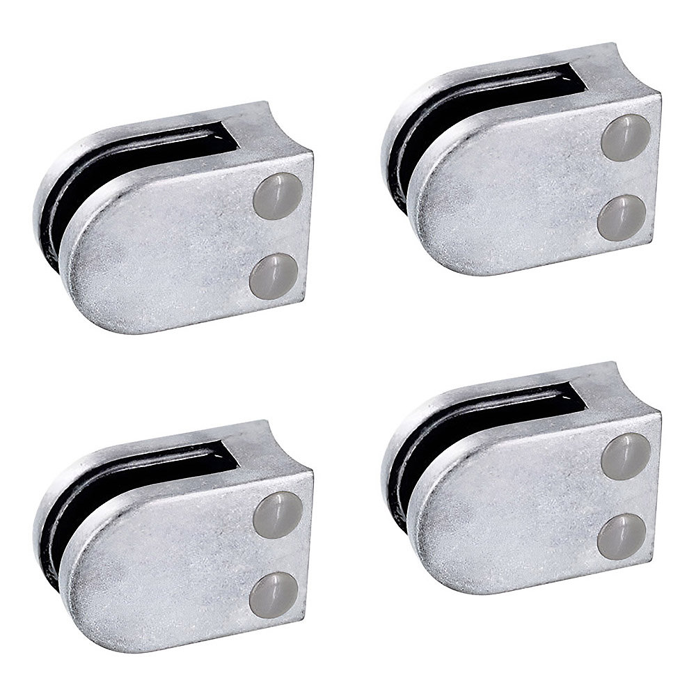 4 x Pince à verre pour tube diam. 42 | 4 modèle 02 – Ep. verre 8 mm – Zamak brut