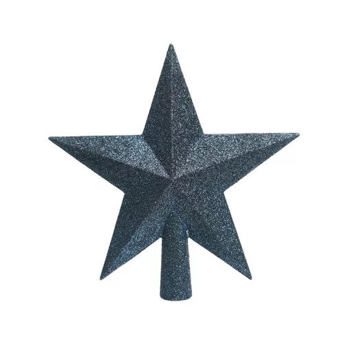 Cimier étoile pailleté coloris bleu en plastique - 19 cm