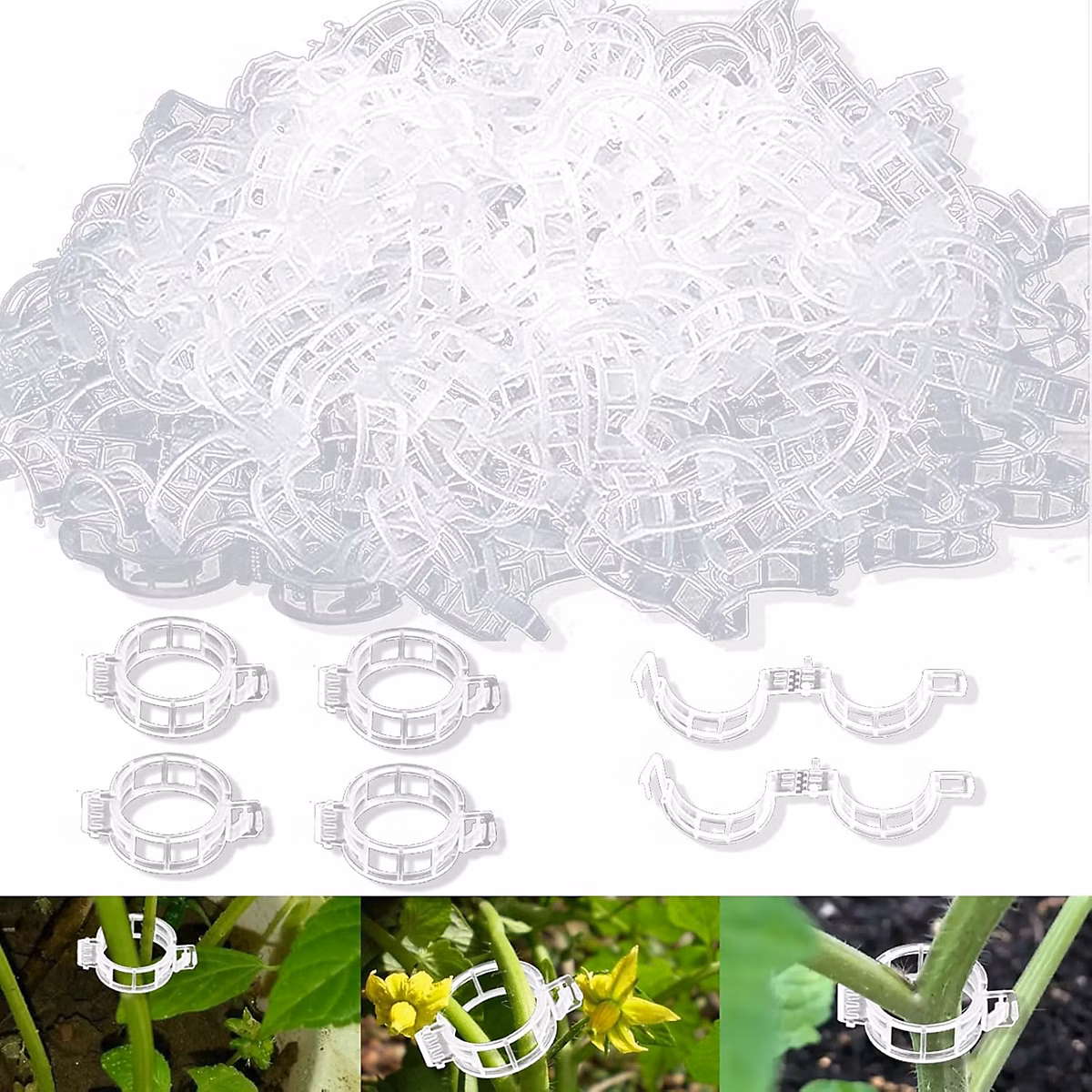 CODEKEY Lot de 250 Pièce Clip en Plastique sécurisé pour Plantes – Attache Tomate, Clips Support pour Attacher Les Plantes de Jardi