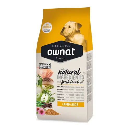 Croquette pour chien adulte lamb & rice Ownat - 20 kg