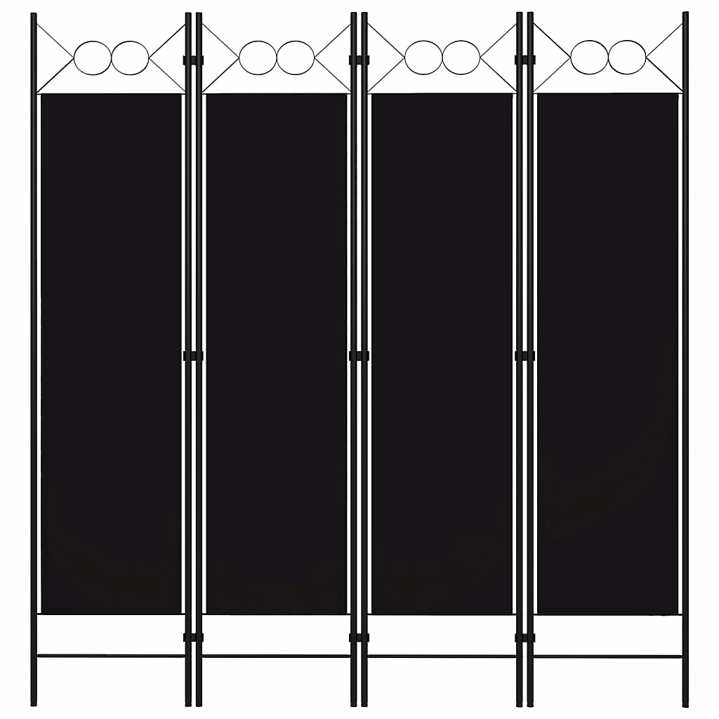 Cloison de séparation 4 panneaux Noir 160 × 180 cm vidaXL