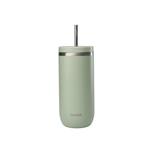 Cold cup isotherme en inox coloris vert tilleul avec anse Qwetch Matt - 600 ml