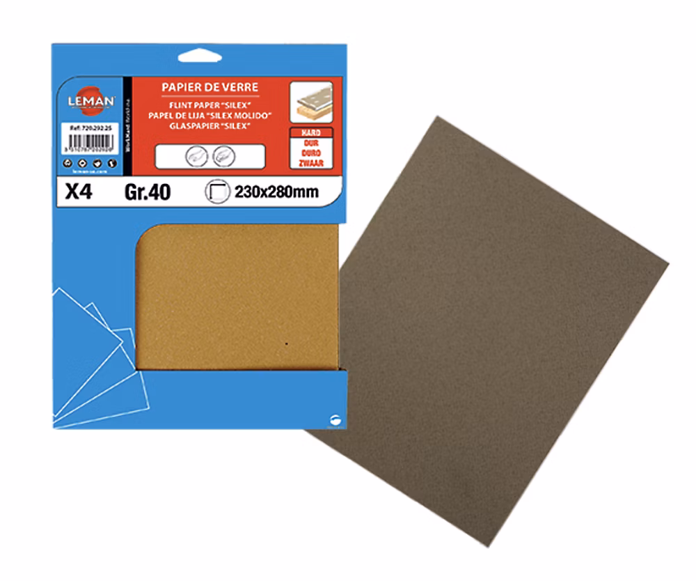 8 feuilles papier de verre 230x280 gr 120 par 15 lots | pv.083 – leman