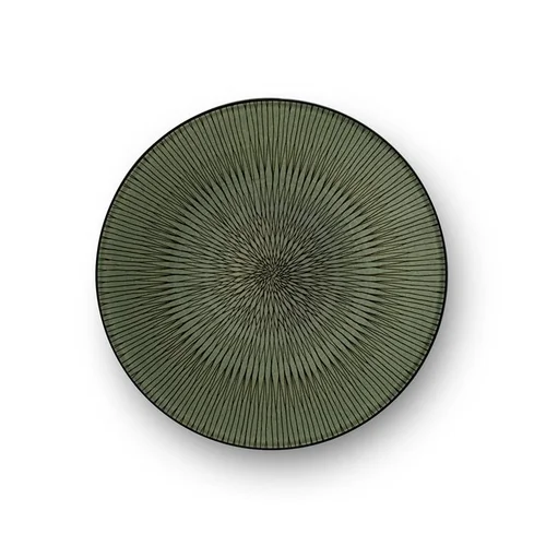 Assiette à dessert en grès Hypnose coloris vert et noir - Ø 20,5 cm