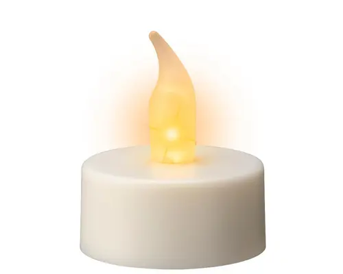 Bougie chauffe-plat en plastique blanc à LED effet flamme pour intérieur - Ø 3,8 x H 4,8 cm