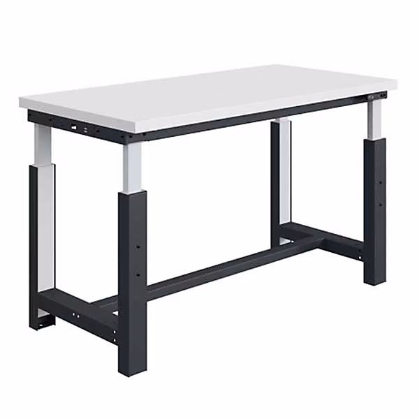 Établi pour atelier réglable en hauteur – Plateau haute résistance 2000 × 750 × 730/1130mm, Bleu RAL5015, W010010831-BI