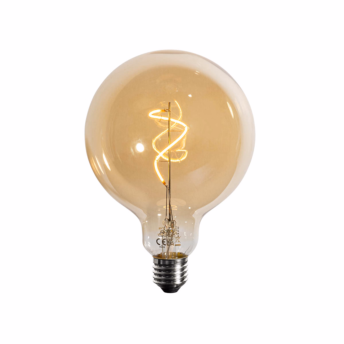 Ampoule LED spirale à filament E27 dimmable or G125 4W 270lm 2700K | Ampoule