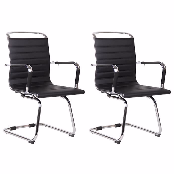 Chaises cantilever Balve CLP simili cuir noir métal chromé | Chaise