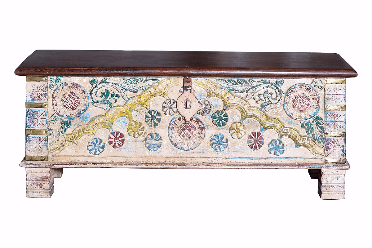 Coffre en bois de manguier multicolore – Réf. CTJAVNNXA0092422135