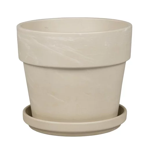 Pot avec soucoupe coloris beige Calima - Ø 28 cm