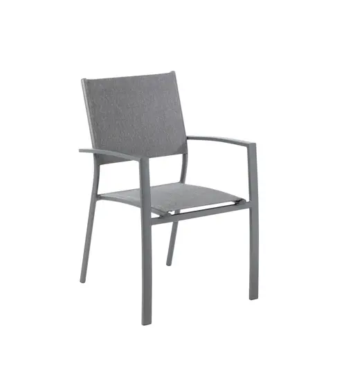 Fauteuil en aluminium et toile polyester anthracite Talia - 59 x 56 x 88 cm