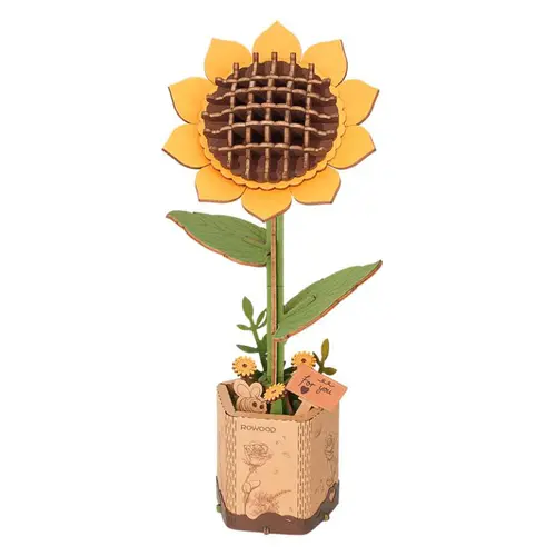 Fleur en bois à assembler tournesol RoWood - 24,5 x 16,5 x 0,7 cm