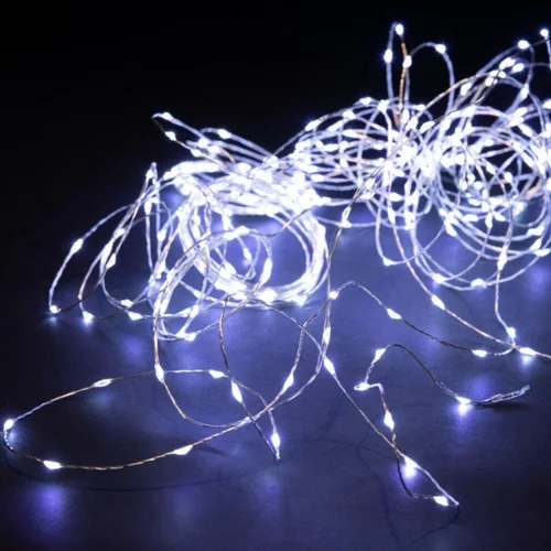 Guirlande lumineuse micro LED à lumière fixe blanc pur sur secteur - 15 m