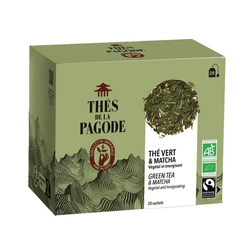 Thé vert au matcha bio et équitable Thés de la Pagode - 20 infusettes