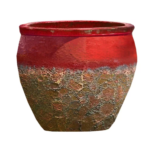 Cuvier en grès émaillé old rouge Decolines Leon - Ø 40 x H 39 cm