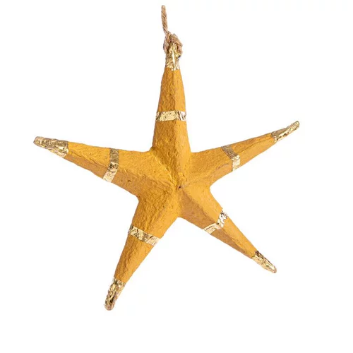 Suspension étoile 5 branches coloris jaune en papier mâché - 13 x 13 cm