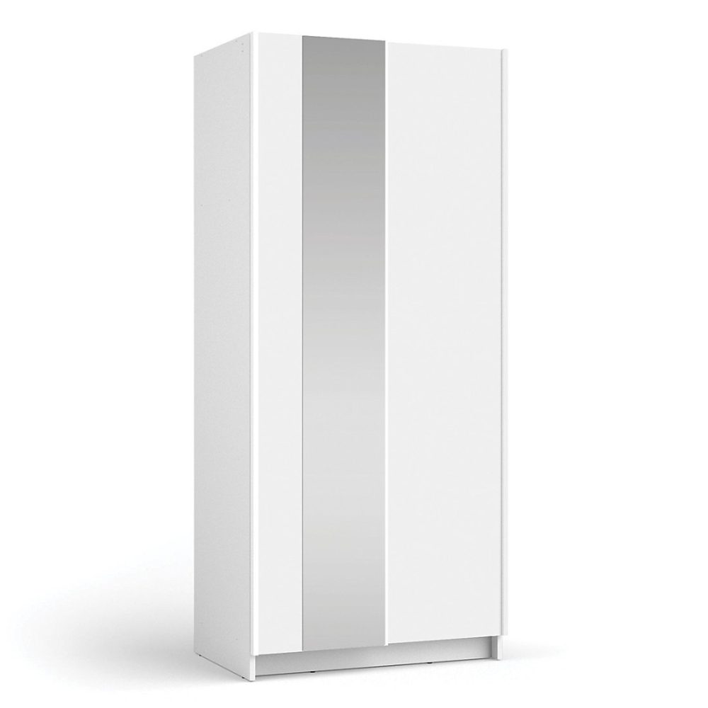 Armoire LYSIA 2 portes coulissantes avec miroir 80 × 182 × 55 cm Coloris blanc