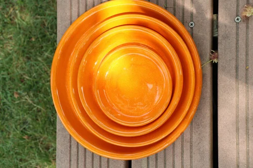 Soucoupe en terre cuite émaillée coloris orange savane Les Poteries d'Albi - Ø 14 x H 2 cm