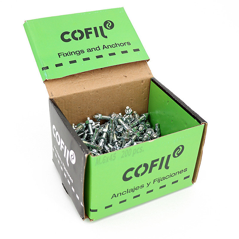Boite de 200 Goujons d'ancrage métallique M.6 × 45mm