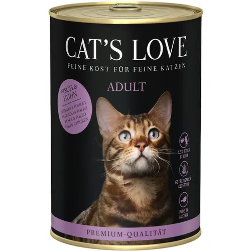 Pâtée pour chat au poisson et au poulet Cat's Love Adult – en boîte de 400 g