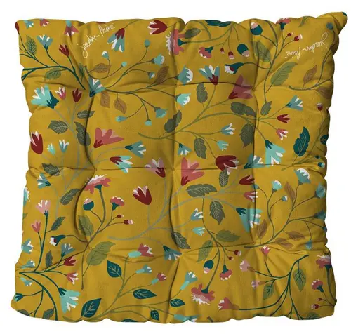 Assise de fauteuil matelassée en polyester/coton à motifs coloris cumin Cap Apolline - 46 x 46 x 9 cm