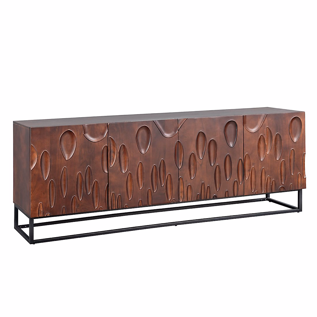 Meuble – Buffet 175 cm 4 portes bois massif acacia noyer foncé Collection ORIGIN