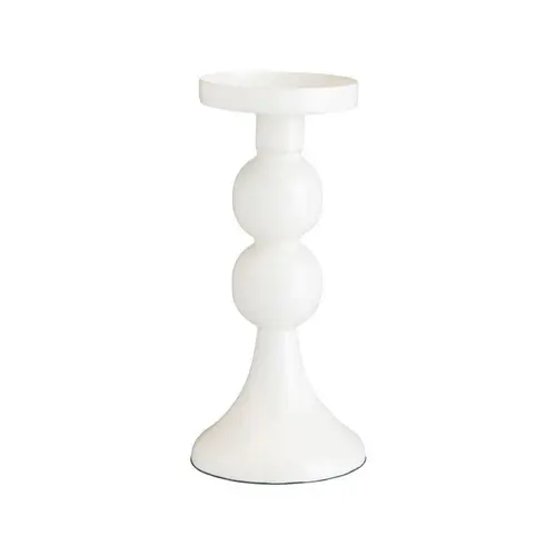 Chandelier à 2 ronds en métal blanc - Ø 8 x H 19 cm