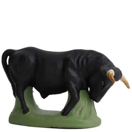Animal de crèche de Noël taureau tête baissée Santons Escoffier - 7 cm
