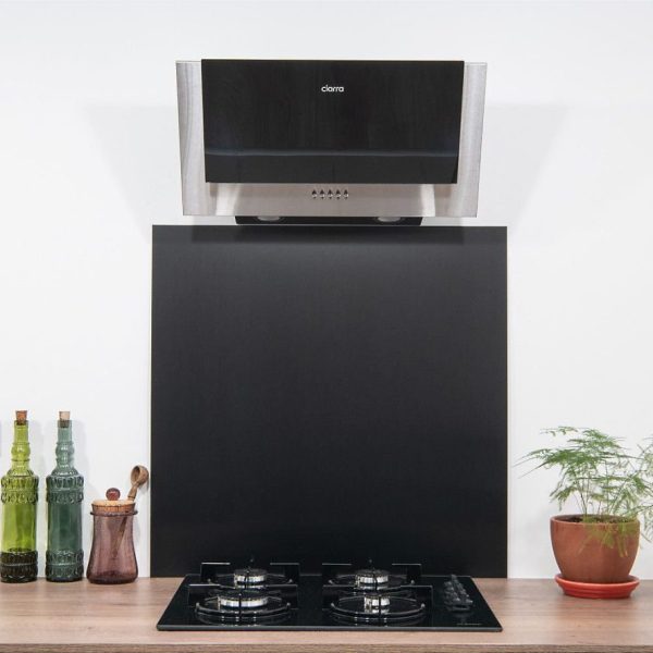 Crédence | Fond de hotte – Aluminium Anodisé Brossé Noir – H65cm x L80cm