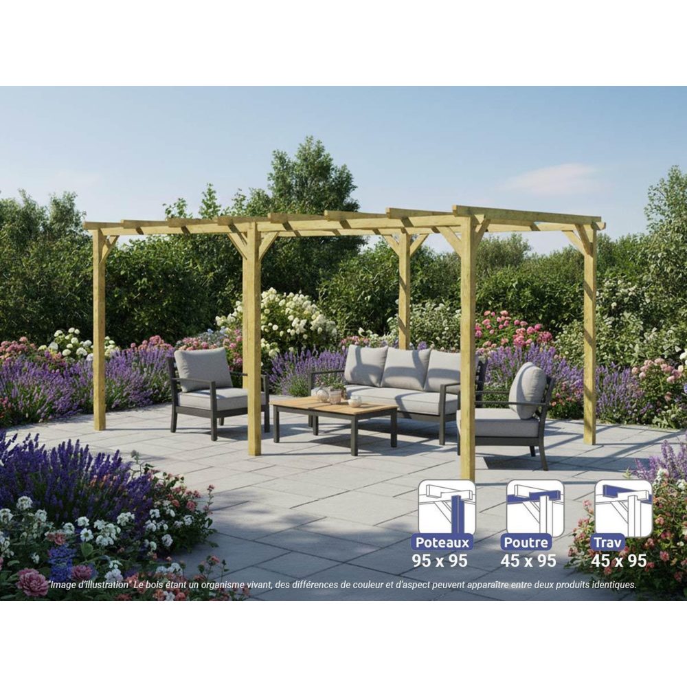 JARDIDECO Pergola massive en bois tours 600 x 300 cm - maderland – Aménagement du jardin