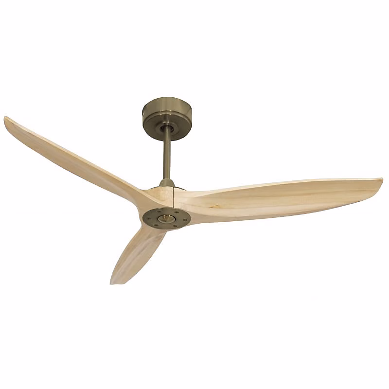 Bolt laiton | Ventilateur déstratificateur d'air – pales bois laquées clair 132 Cm – moteur laiton sans lumière .